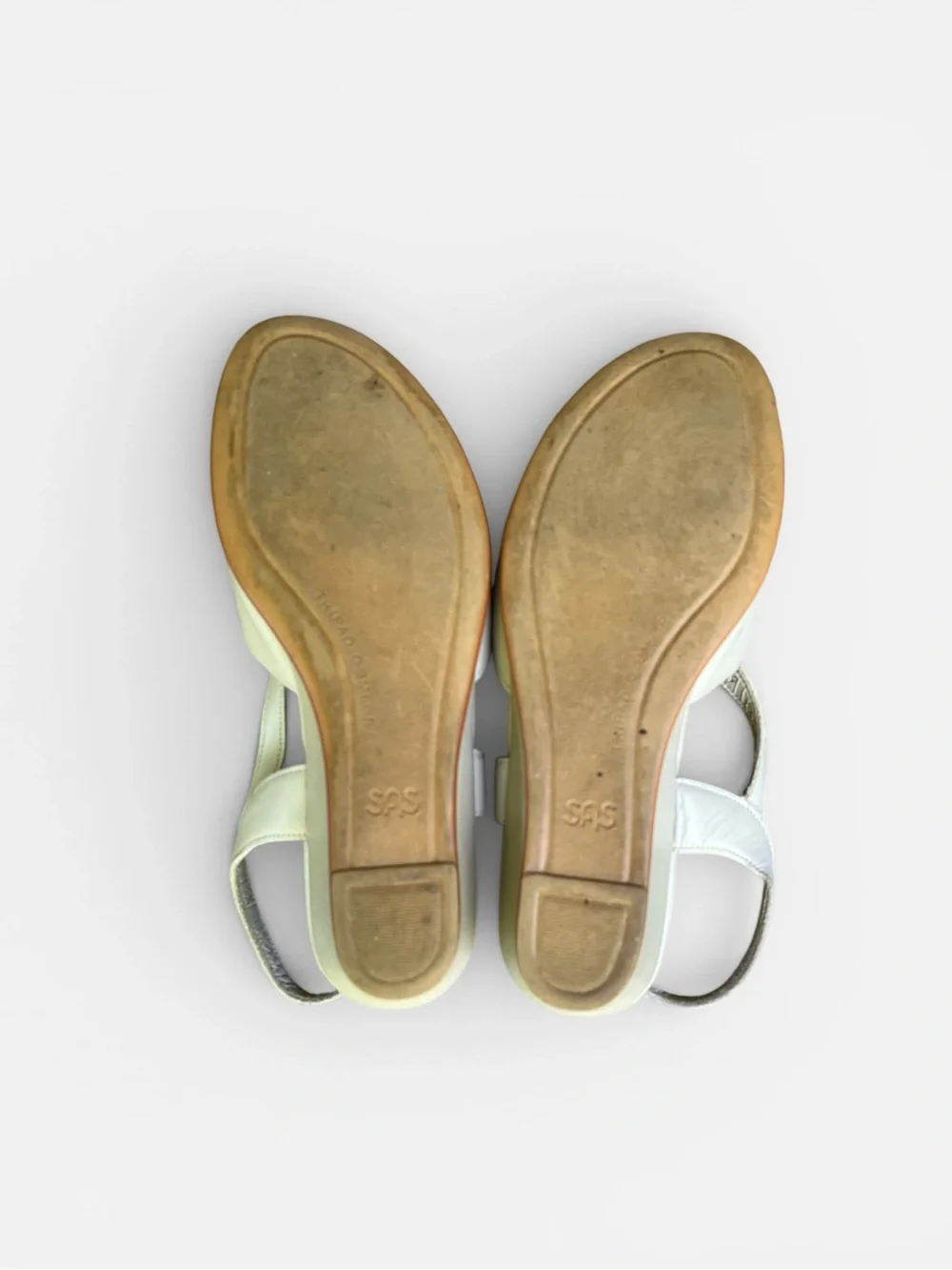 SAS Caress Buckle Tripad Comfort Leather Wedge Sandal in Bone Size 6M